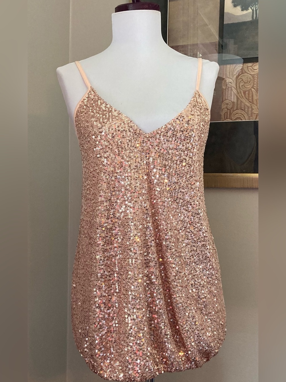 VENUS Rose Gold Sequined Camisole Sz Medium Holiday Evening Wear